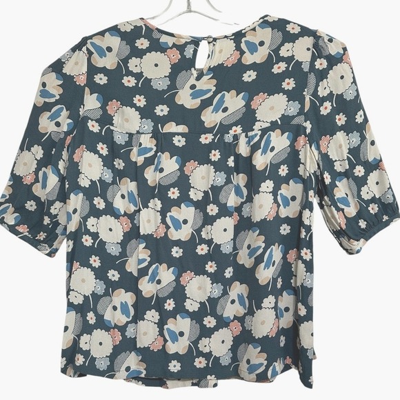 Boden Tops - Boden Floral Blouse Womens Blue Retro Floral Print Keyhole Back Cottagecore 10